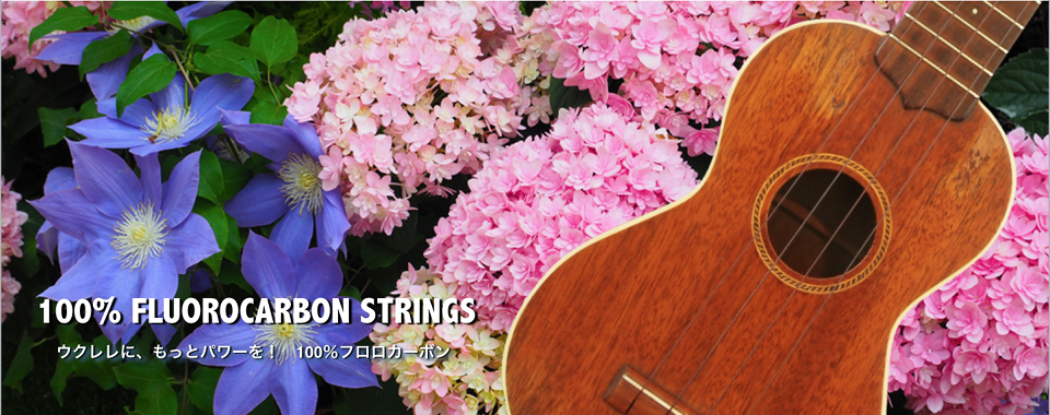 100% FLUOROCARBON STRINGS ウクレレに、もっとパワーを！ 100%フロロカーボン。